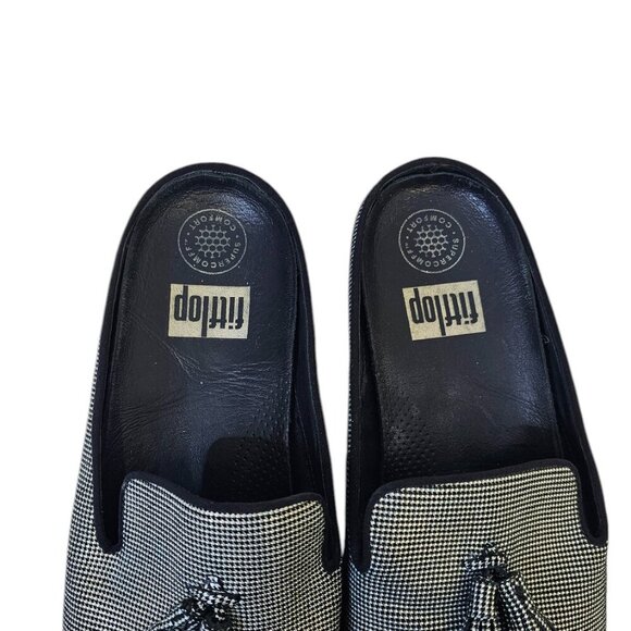 Fitflop Womens Houndstooth Print Superskate Slip On Tassel Mules, Comfort, Sz 10 - Picture 7 of 11